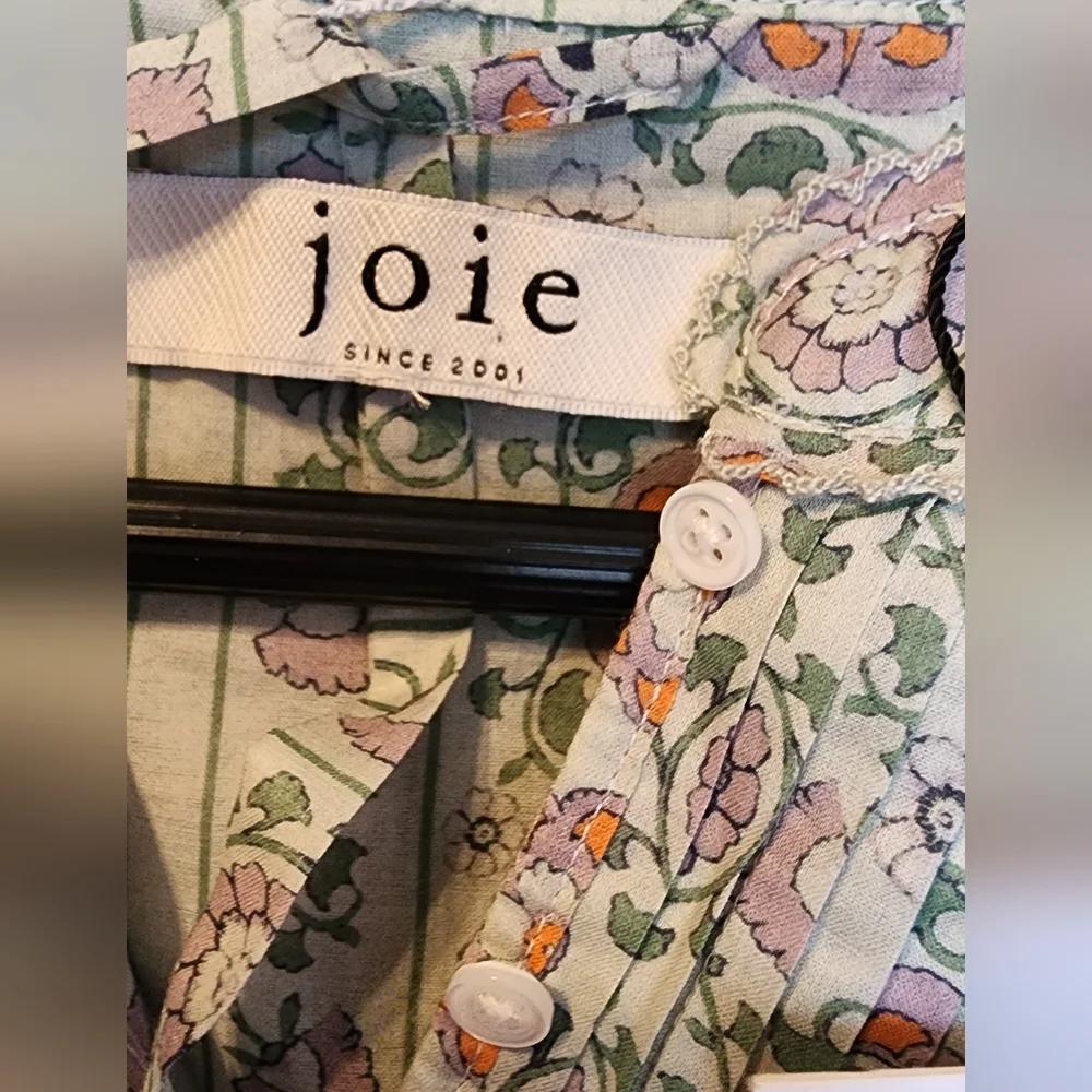 Joie Pleated Floral Mini Challensia Dress in Shale Green Multi, Size M NWT‎ - Picture 8 of 9